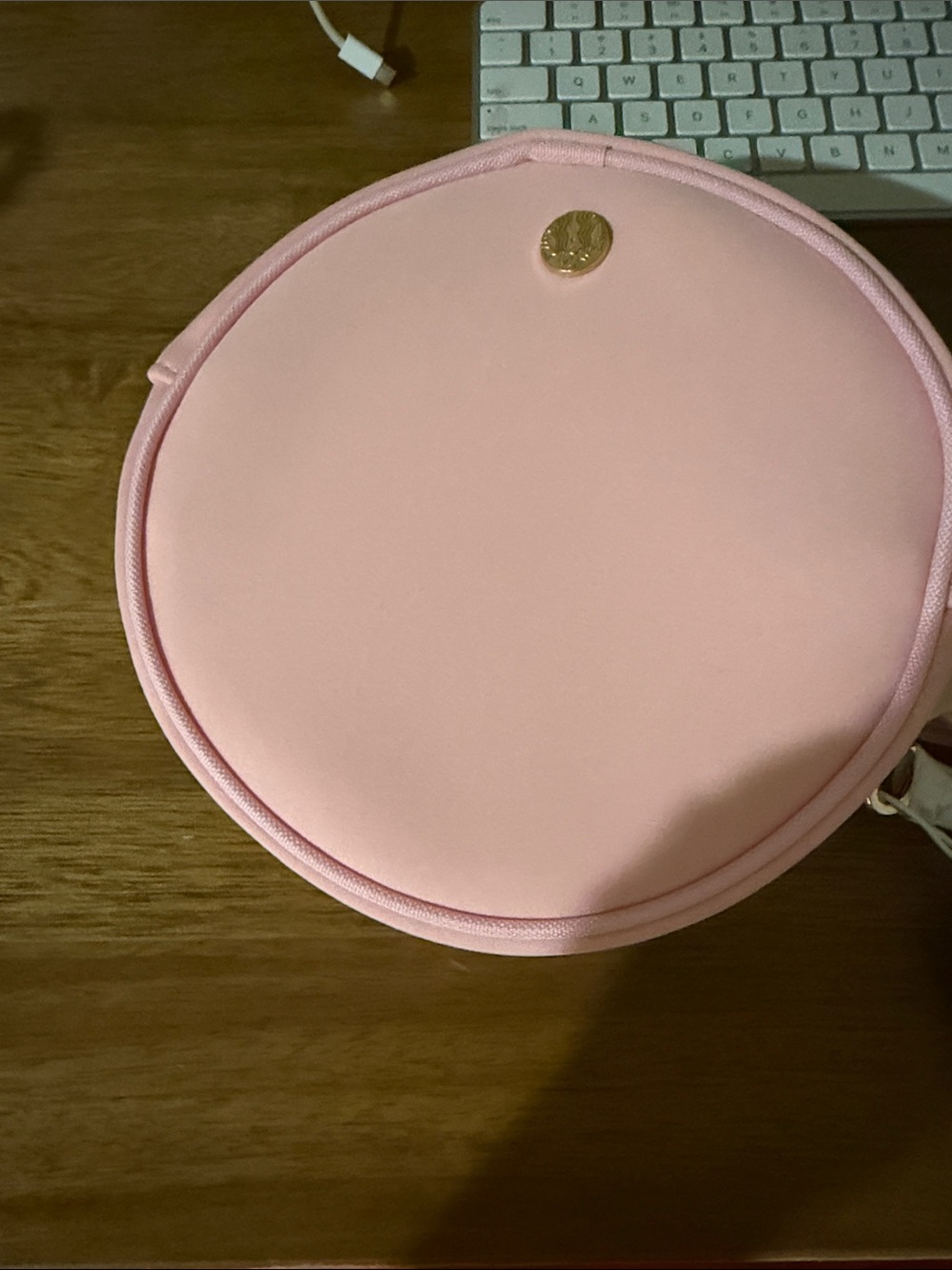 Starbucks Pink Round Crossbody Bag with Gold Emblem